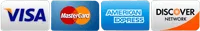 Visa, Mastercard, American Express and Discover accepted