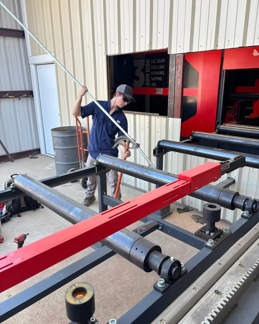 Running conduit to power a new beam machine in Hurst