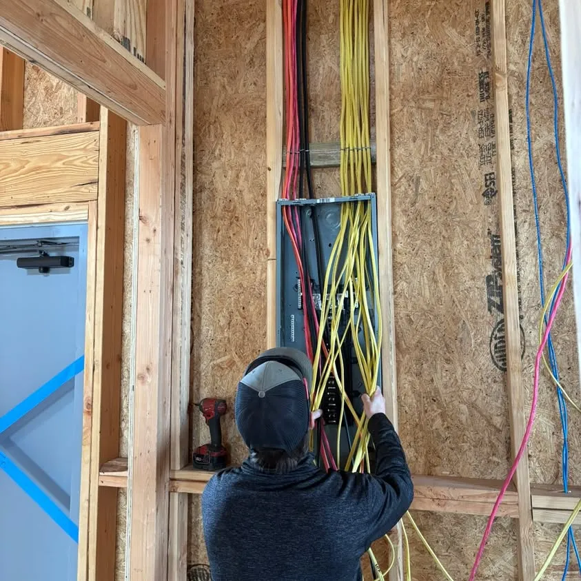 Wrapping up rough-in wiring on a project in Saginaw